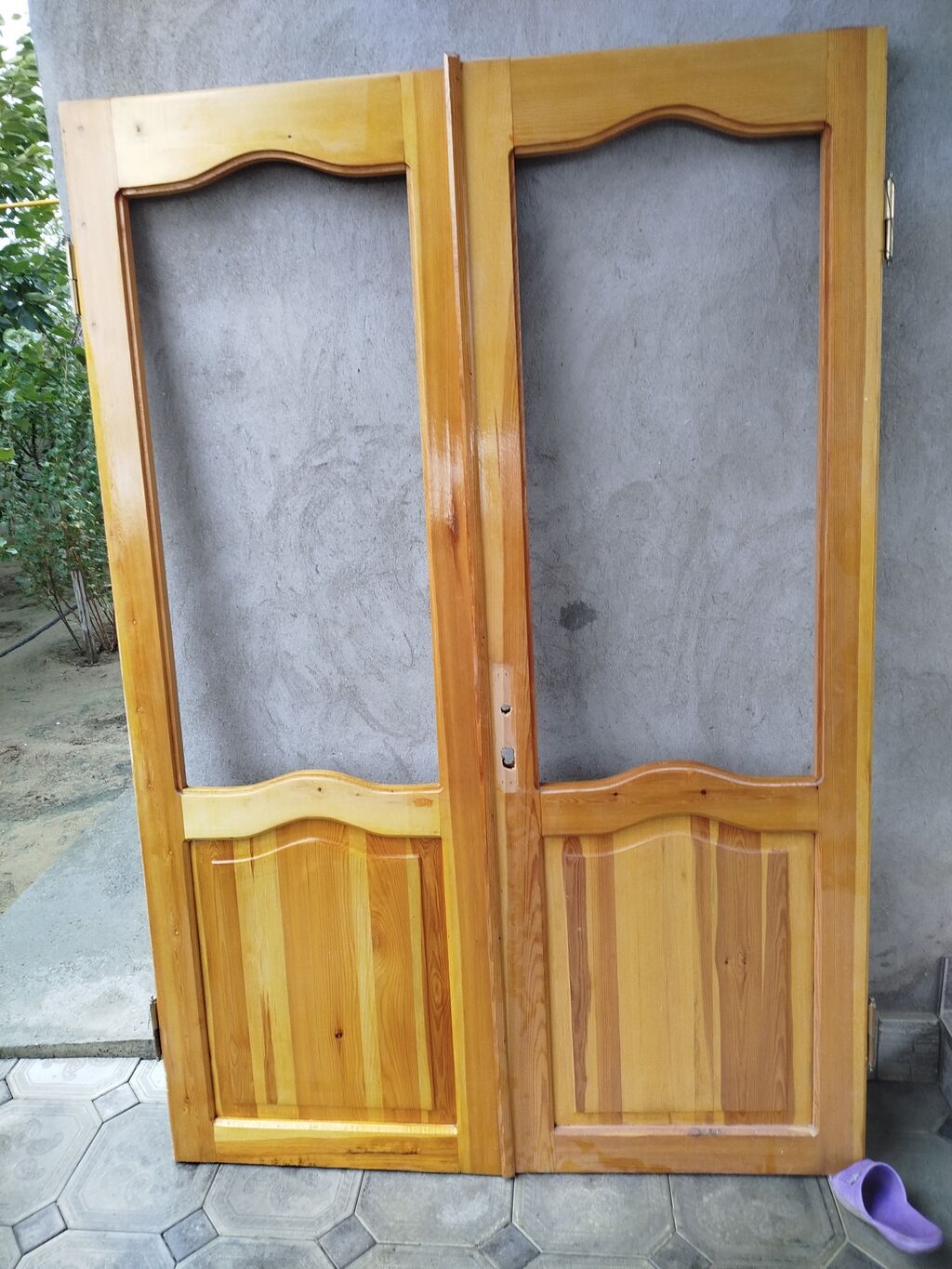 İkiyarpaq ağac qapı dəsti - Material: təbii ağac (çam tipli), lakla — Pəncərələr, qapılar, balkonlar, Sumqayıt (3)
