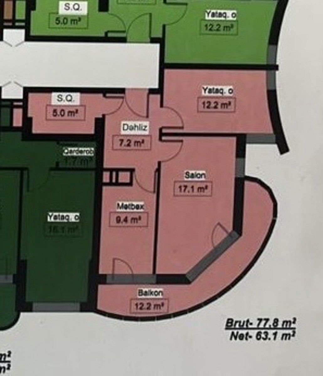Satılır 2 otaqlı yeni tikili 78 m² — Mənzil, Bakı (6)