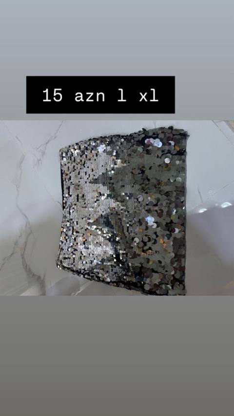 Parıltılı payetli ətək – gümüşü/metallic tonlarda. Model: qələm — Xırdalan
