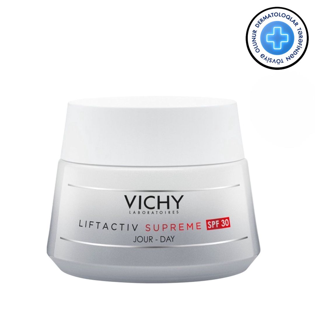 Üz üçün yaşlanma əleyhinə krem Vichy Liftactiv Supreme Day Cream SPF30 For All Skin Types qırışların korreksiyası və dərinin elastikliyi 50 ml — Mallar, Bakı