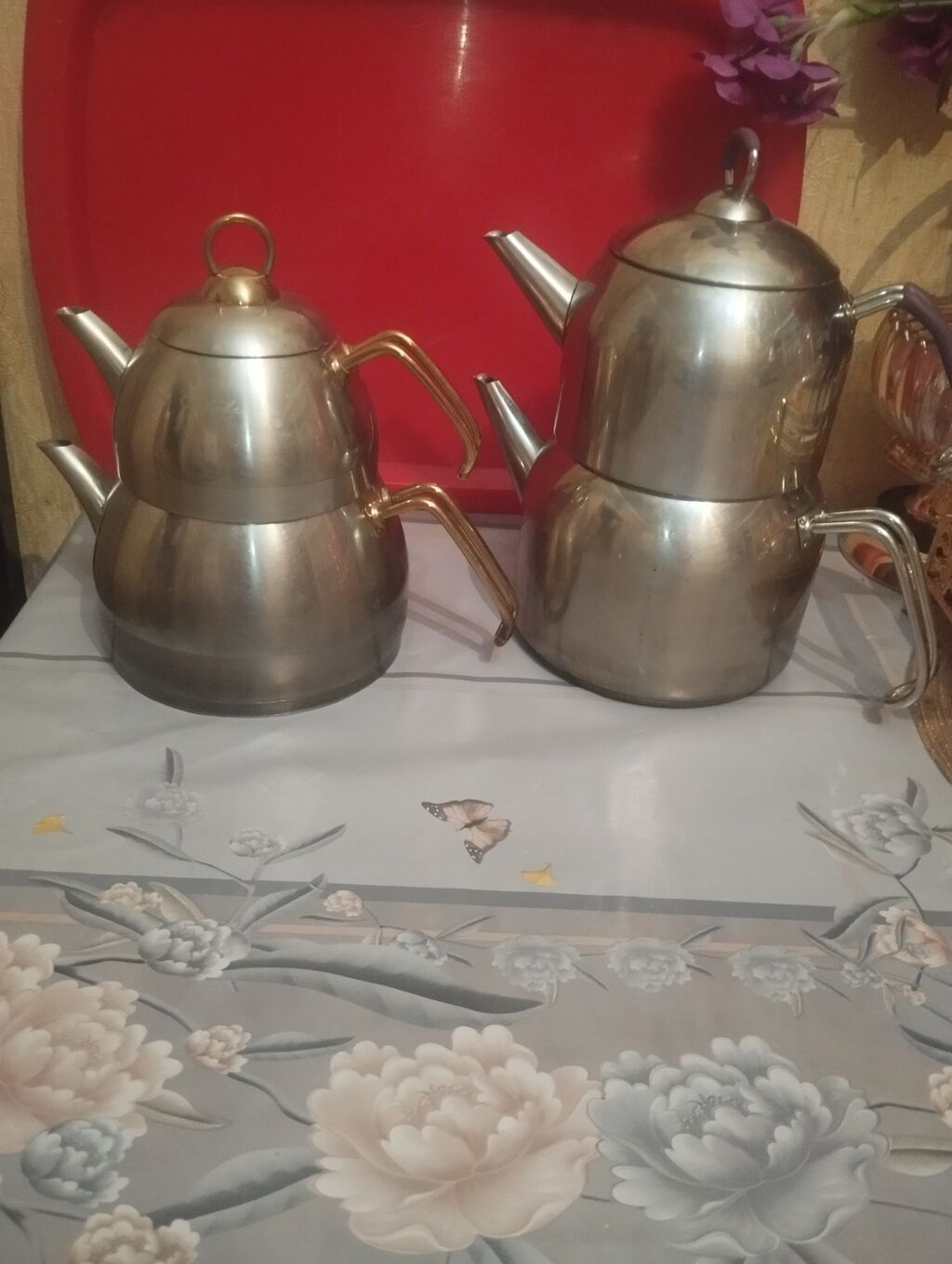 İşlənmiş, rəng - Gümüşü, Çaydan, Paslanmayan polad, 3 l, Almaniya — Çaynikler və qəhvə qabları, Bakı