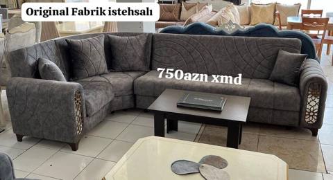 Orijinal fabrik istehsalı künc divan dəsti. - Rəng: tünd boz - Forma — Soft furniture sets