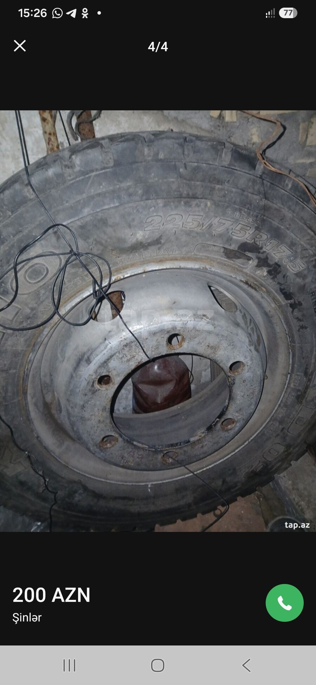 Şin və disk komplekti - Ölçü: 225/75 R17.5 (tubeless) - Protektor — Diskləri, Sumqayıt (2)