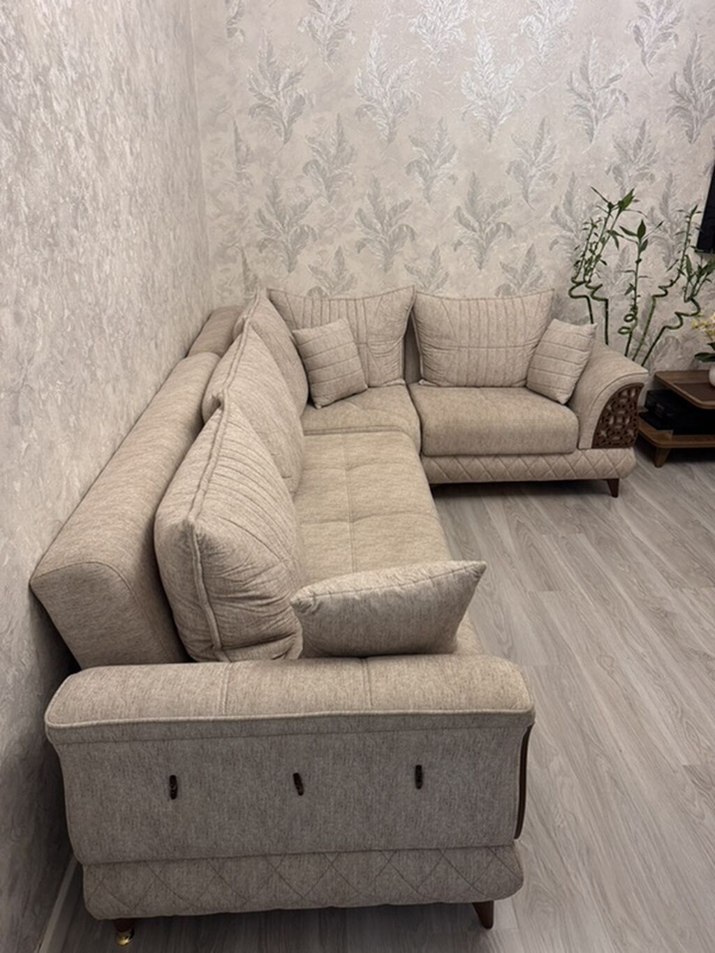 L formalı künc divanı – bej rəngli, müasir-klasik dizayn. – Ölçü — Divanlər, Xırdalan (3)