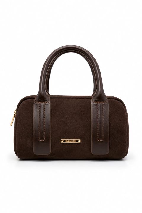 Kross-bodi çanta EN-1075 1100-KR4, Təbii dəri/Nabuk, Tünd qəhvəyi, 23 sm — Bakı