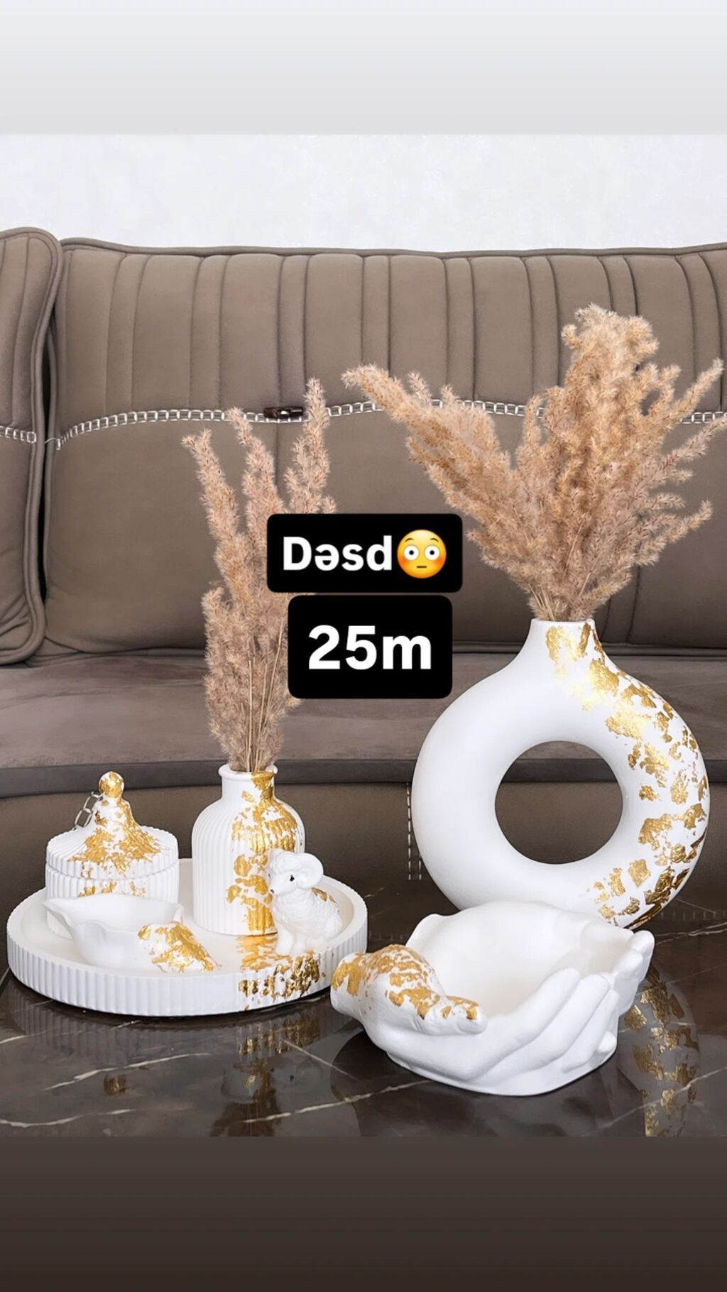Dekor dəsti – 25m Ağ rəngli, qızılı effektlərlə işlənmiş keramik — Digər, Bakı