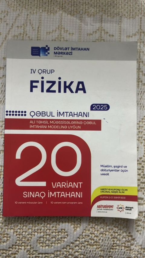 Məhsul: “Fizika – Qəbul imtahanı 2025” (IV qrup) sınaq toplusu — Bakı