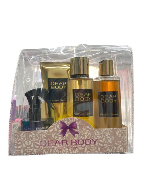 Bədənə və saçlara qulluq üçün kosmetika dəsti Dear Body Amorous Coconut (bədən misti 250 ml, duş geli 236 ml, bədən losyonu 200 ml, saç spreyi) — Bakı
