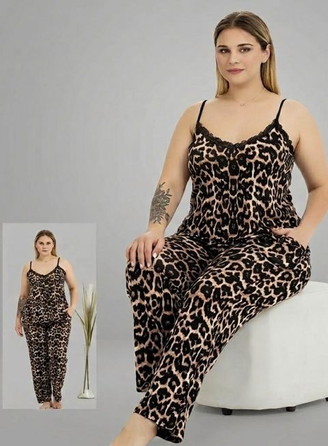 Qadınlar üçün şalvarlı pijama dəsti 2387660, rəngbərəng, pambıq, ölçü 3XL — Bakı