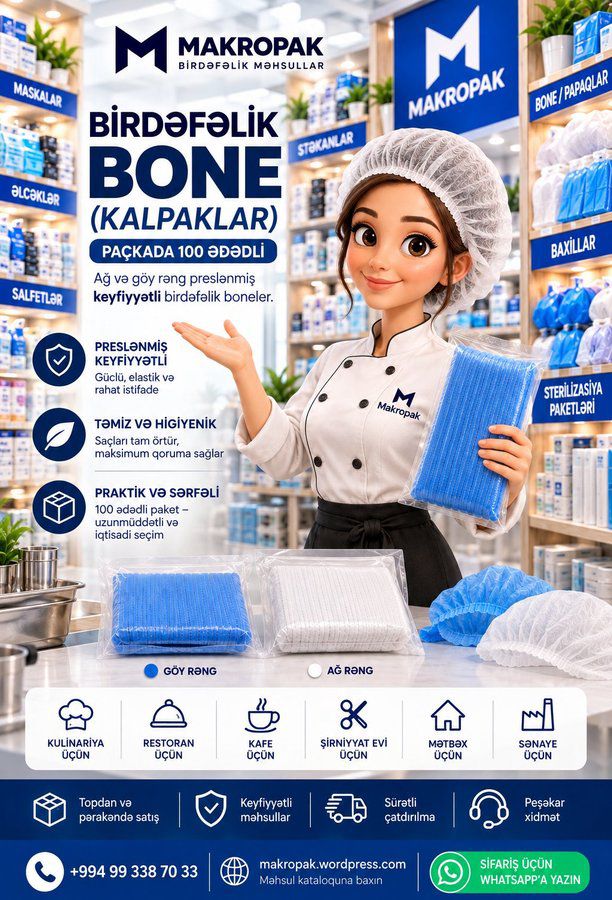 Baş üçün birdəfəlik papaqlar (bone) — Gözəllik və sağlamlıq, Bakı