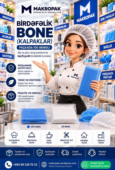 Baş üçün birdəfəlik papaqlar (bone) — Bakı