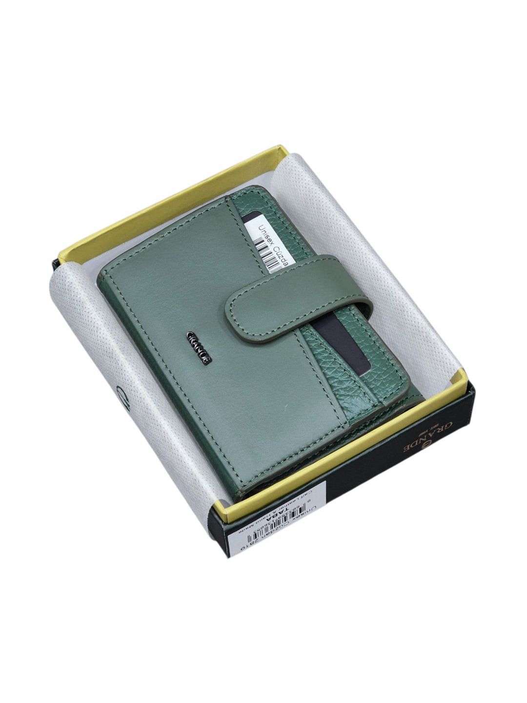 Pul qabı təbii dəridən, uniseks, yaşıl, 11x8 sm, 10 kart bölməsi, Türkiyə istehsalı - Grande_2819_Lacoste — Mallar, Bakı (2)