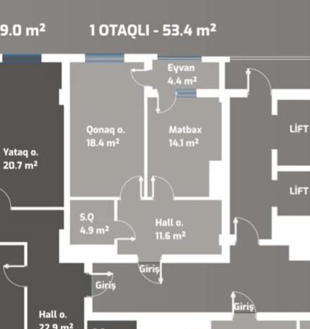 Satılır 1 otaqlı yeni tikili 53.4 m² — Mənzil, Bakı (3)