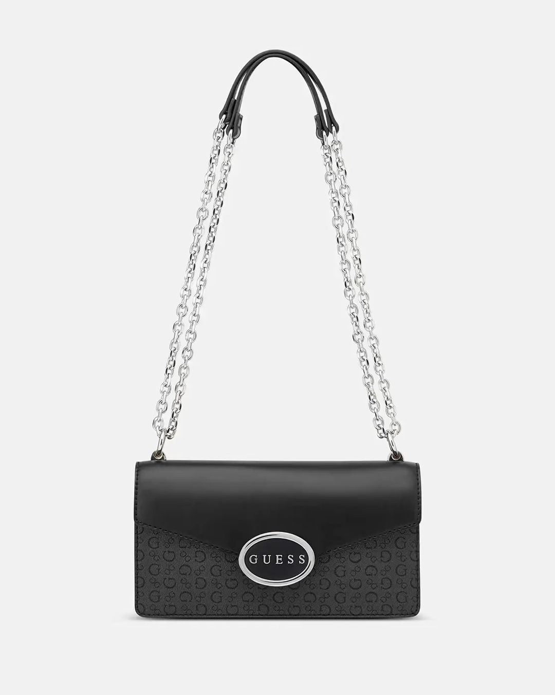 Çiyin çantası Guess Gracia Convertible Flap, boz/qara, PVC, 16x22 sm — Mallar, Bakı
