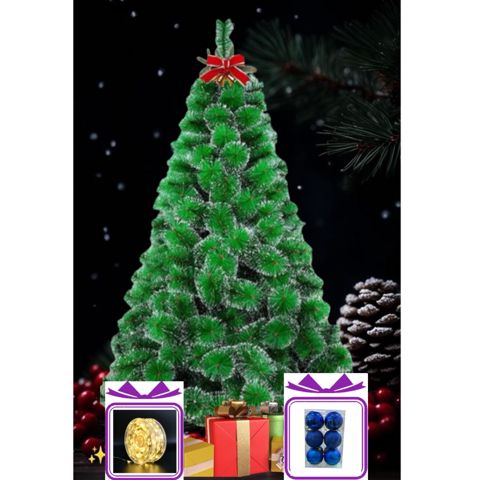 Yeni il üçün şam ağacı 045-RAX008-1201, yaşıl, qarlı, 180 sm + Led çələng 20 m + Oyuncaq dəsti, göy, 5 sm, 32 əd Hədiyyə — Bakı