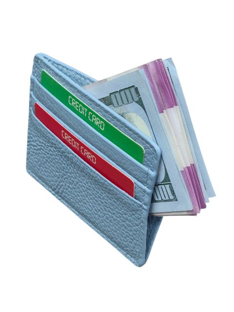 Kredit kartları qabı uniseks, açıq mavi, 6 kart bölməsi, dəridən, 10x8 sm, Çin istehsalı - WalletCo_Cardholder-012_Light-Blue — Bakı