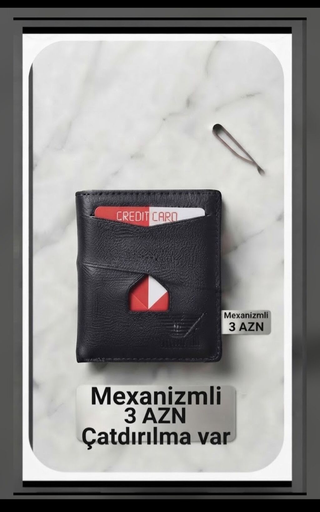 Mexanizimli kart qabı - Material: qara rəngli, yumşaq teksturalı — Cüzdanlar və vizit kartlıqları, Bakı