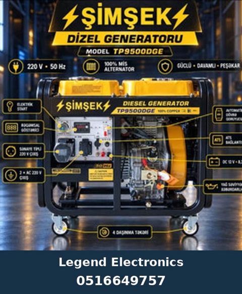 Elan başlığı: Dizel generator Şimşek TP9500DGE, Dizel, 6,5 kVt, 220 V — Bakı