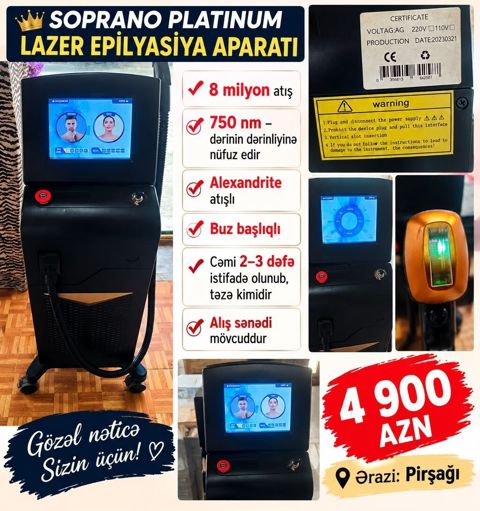 Aynur92 kod9456 Qiymət: *4 900 AZN* soprano platınum lazer epilyasiya — Bakı