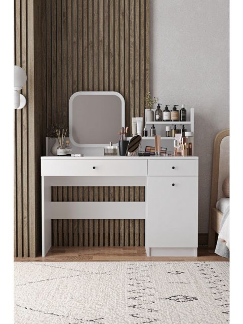 Makiyaj masası Elegant Wood, 123x80x40 sm, ağ — Bakı