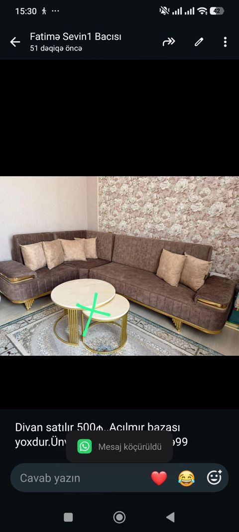 Divan satılır 500₼. Açılmır bazası yoxdur.Ünvan Mərdəkan. Fatimə99 — Bakı