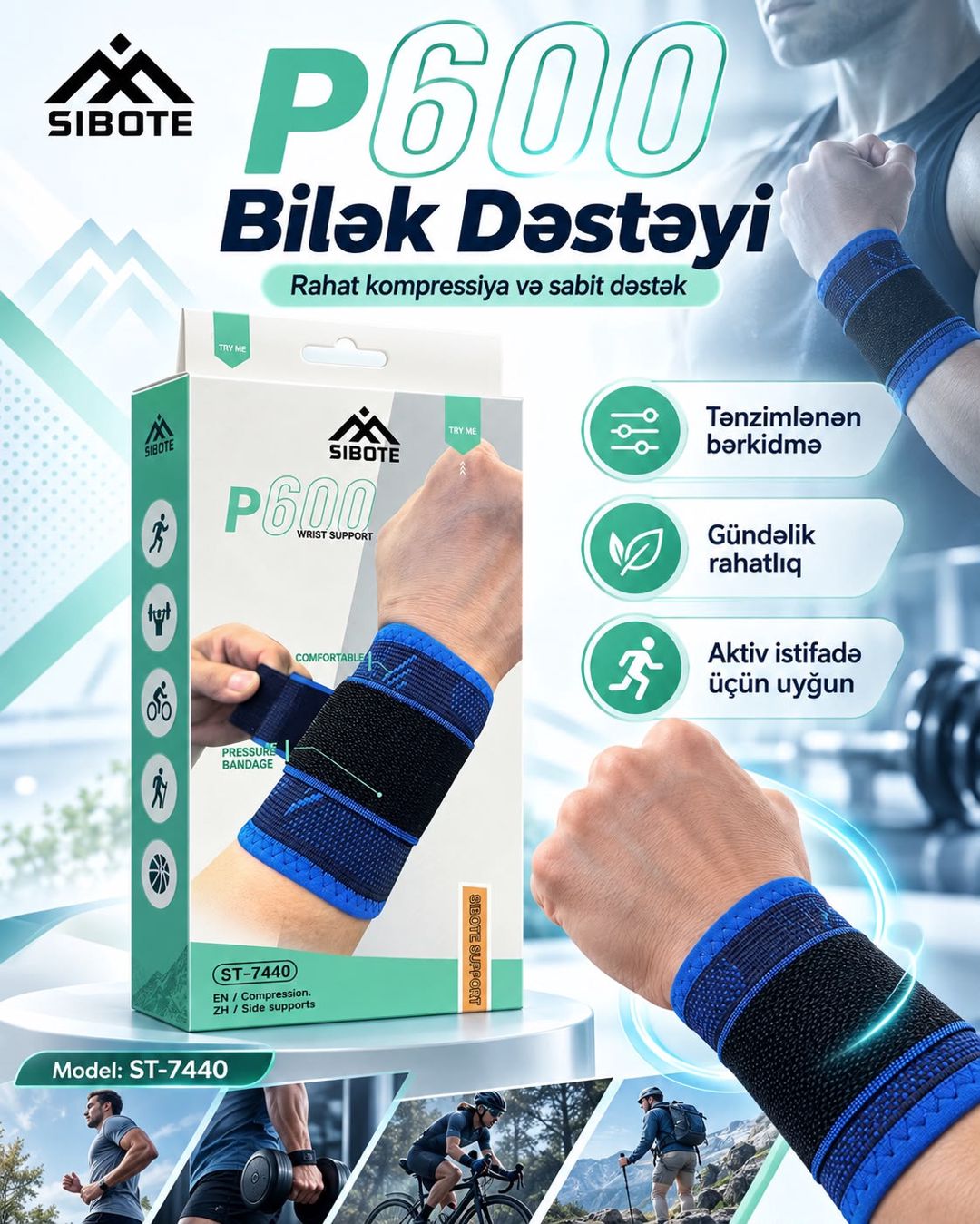 Bilək qoruyucusu universal tənzimlənən parça — Mallar, Bakı (2)