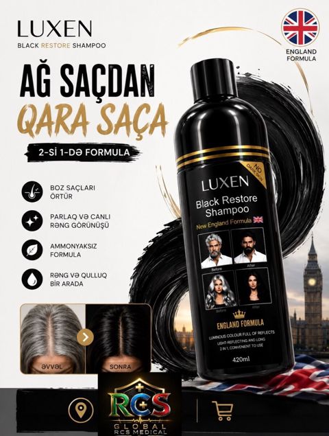 Saç qaraldan şampun Luxen Black Restore 420 ml — Bakı