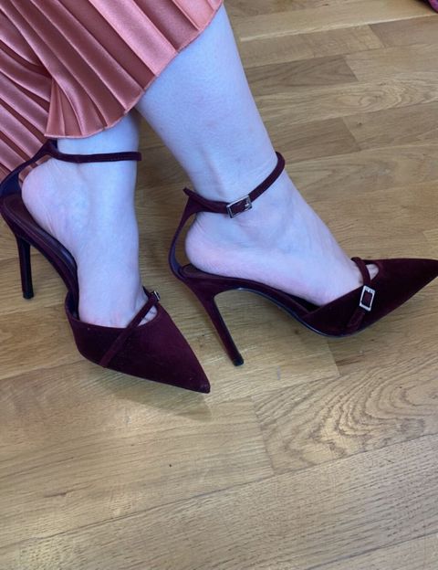 Bordo rəngli yüksəkdaban qadın ayaqqabısı - Model: incə stiletto — Bakı