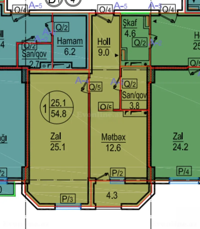 Satılır 2 otaqlı Mənzil Yeni tikili 55 m² Bakı, Nərimanov r., Nəriman Nərimanov m — Mənzil, Bakı (3)