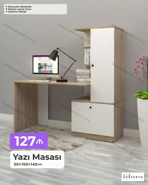 Yazı Masası – 50×150×140 sm - Funksional L formalı masa: iş üçün — Bakı