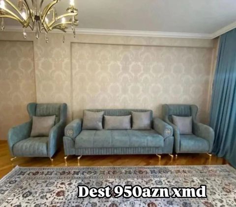 Qonaq otağı üçün 3 parçalı mebel dəsti - Tərkibi: 1 ədəd üçlü divan + — Bakı