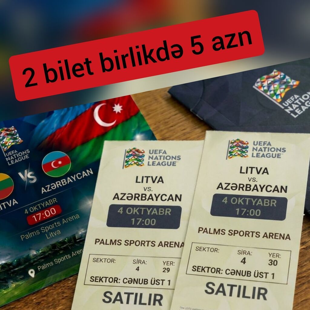 Litva – Azərbaycan Biletləri. 2 ədəd Matç: Litva – Azərbaycan — Digər, Bakı