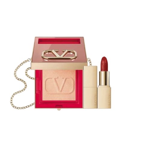Üz üçün kosmetika dəsti Valentino Go Clutch Minirosso (xaylayter + fırça + dodaq boyası) — Bakı