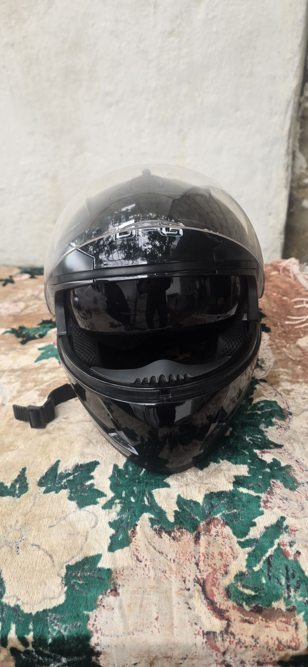 DFG motosiklet dəbilqəsi – tam üz vizorlu, parlaq qara rəng — Motosiklet geyimi, Bakı (4)