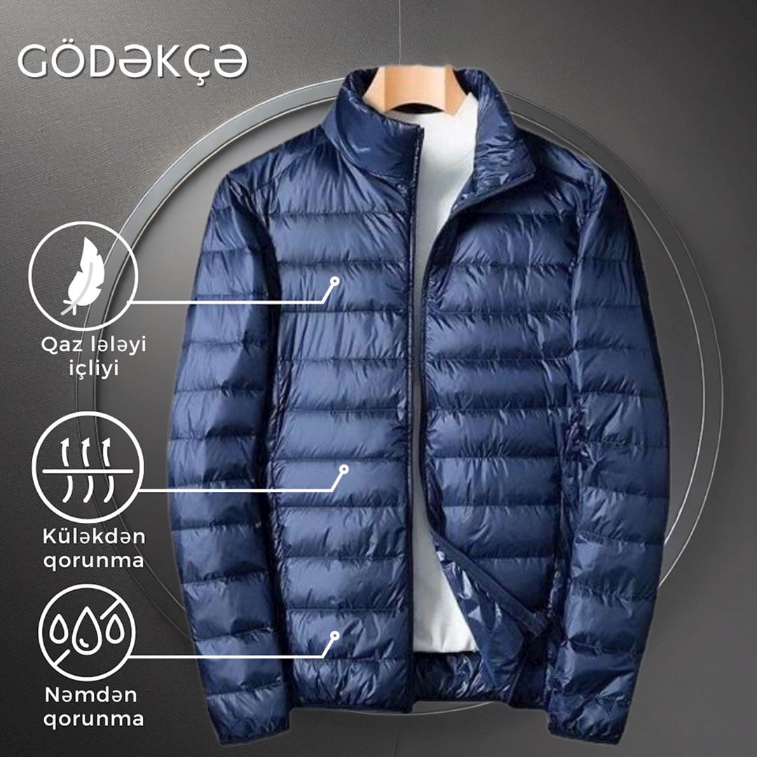 Kişilər üçün gödəkçə EB 849, tünd-göy, neylon/qaz tükü, ölçü 4XL — Mallar, Bakı