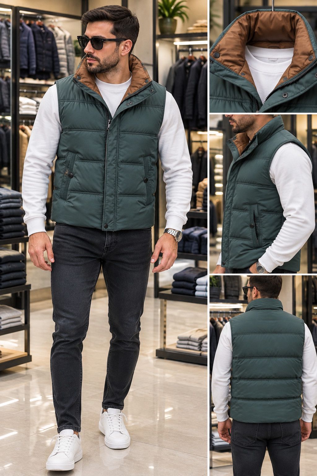Jilet 13008 kişilər üçün, qısa, yaşıl, pambıq, ölçü 3XL — Mallar, Bakı