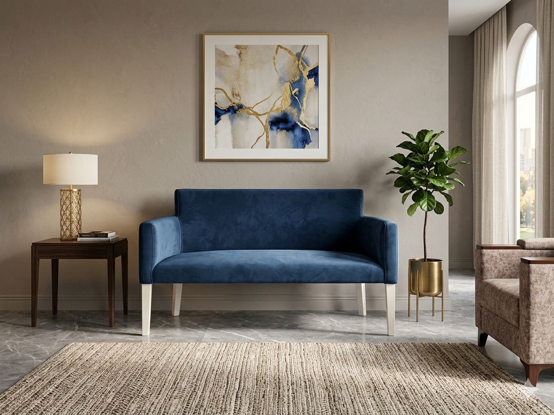 Divan, göy, taxta/parça, 60x115x56 sm — Divanlər, Bakı (2)