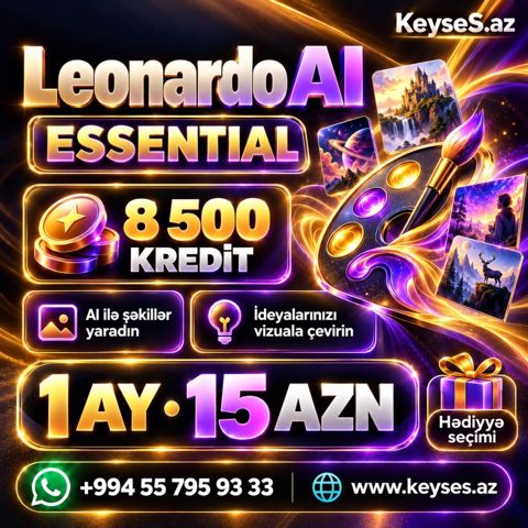 Leonardo AI Essential — 15 AZN Hədiyyə ilə İdeyanızı yazın, şəklə — Bakı
