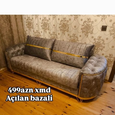 Açılan bazalı divan - Rəng: boz mərməri effektli parçalı üzlük — Bakı
