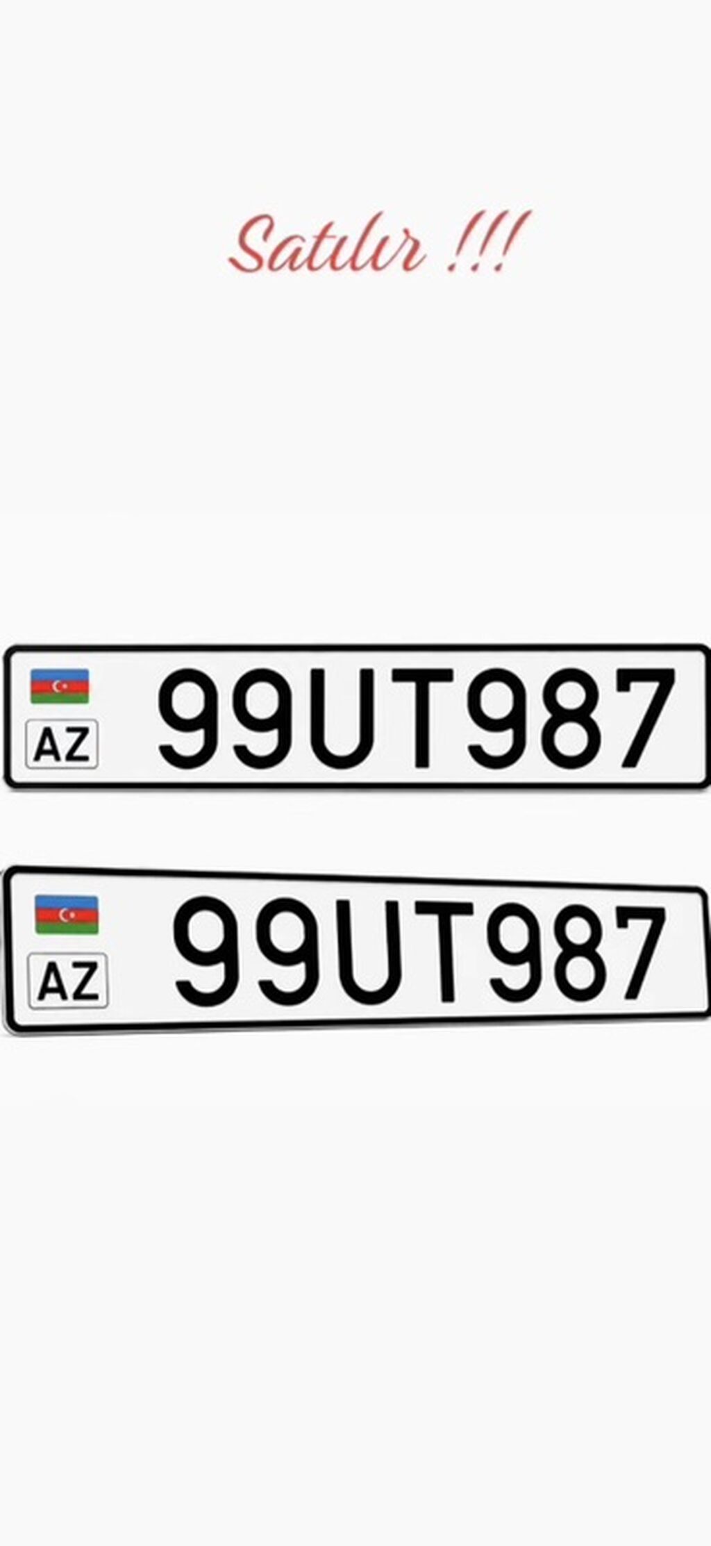 Avtomobil nömrə nişanı: 99-UT-987 - Ölkə/kod: AZ (Azərbaycan) — Registriya nömrələri, Bakı
