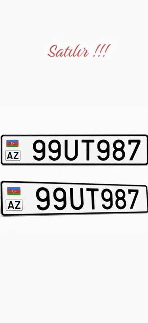 Avtomobil nömrə nişanı: 99-UT-987 - Ölkə/kod: AZ (Azərbaycan) — Bakı