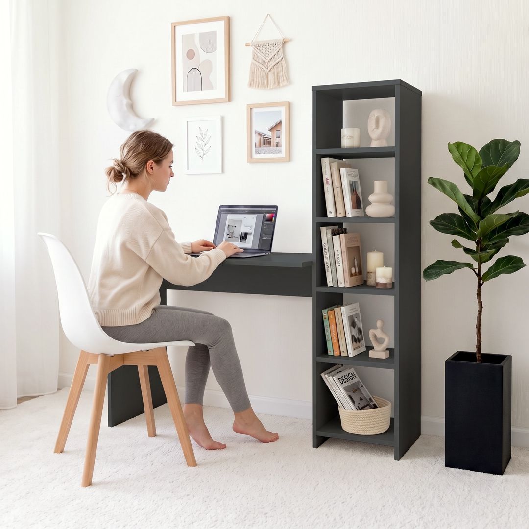 Yazı masası Unika 4-4, Ldsp, antrasit, 140x110x45 sm — Mallar, Bakı (2)