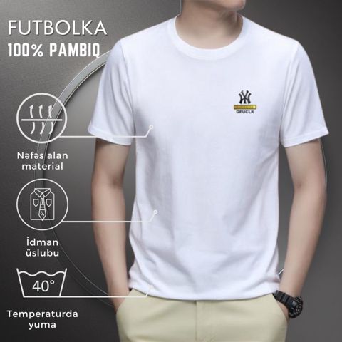 Kişilər üçün futbolka EB_785, ağ, pambıq, ölçü 3XL — Bakı