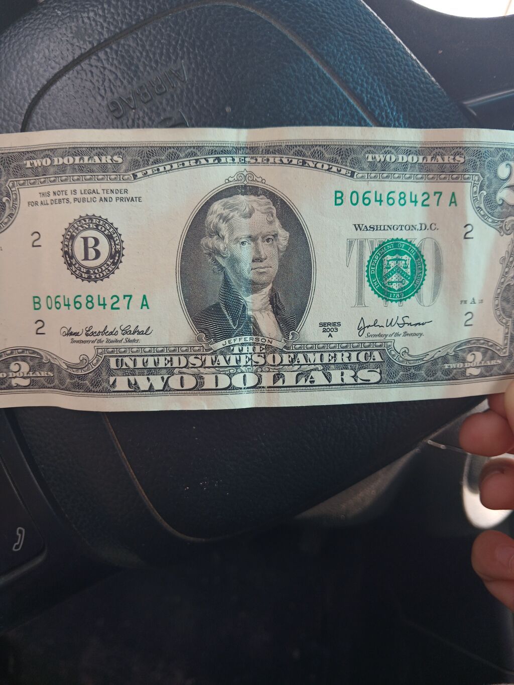 ABŞ 2 dollar banknotu - Növ: United States of America 2 Dollars (arka — Sikkələr, Qobu (2)
