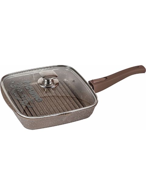 Qril tavası "Мечта Гранит" Brown С066806, 26x26 sm, alüminium, qapaqlı, çıxarılan tutacaq, qəhvəyi — Bakı