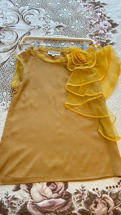 Valentino Roma qadın bluzu - Rəng: xardal/sarı tonları - Dizayn — Masazır