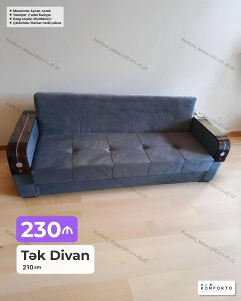 Tək divan – 210 sm - Mexanizm: açılan, bazalı (yuxarı qalxan sandıq — Bakı