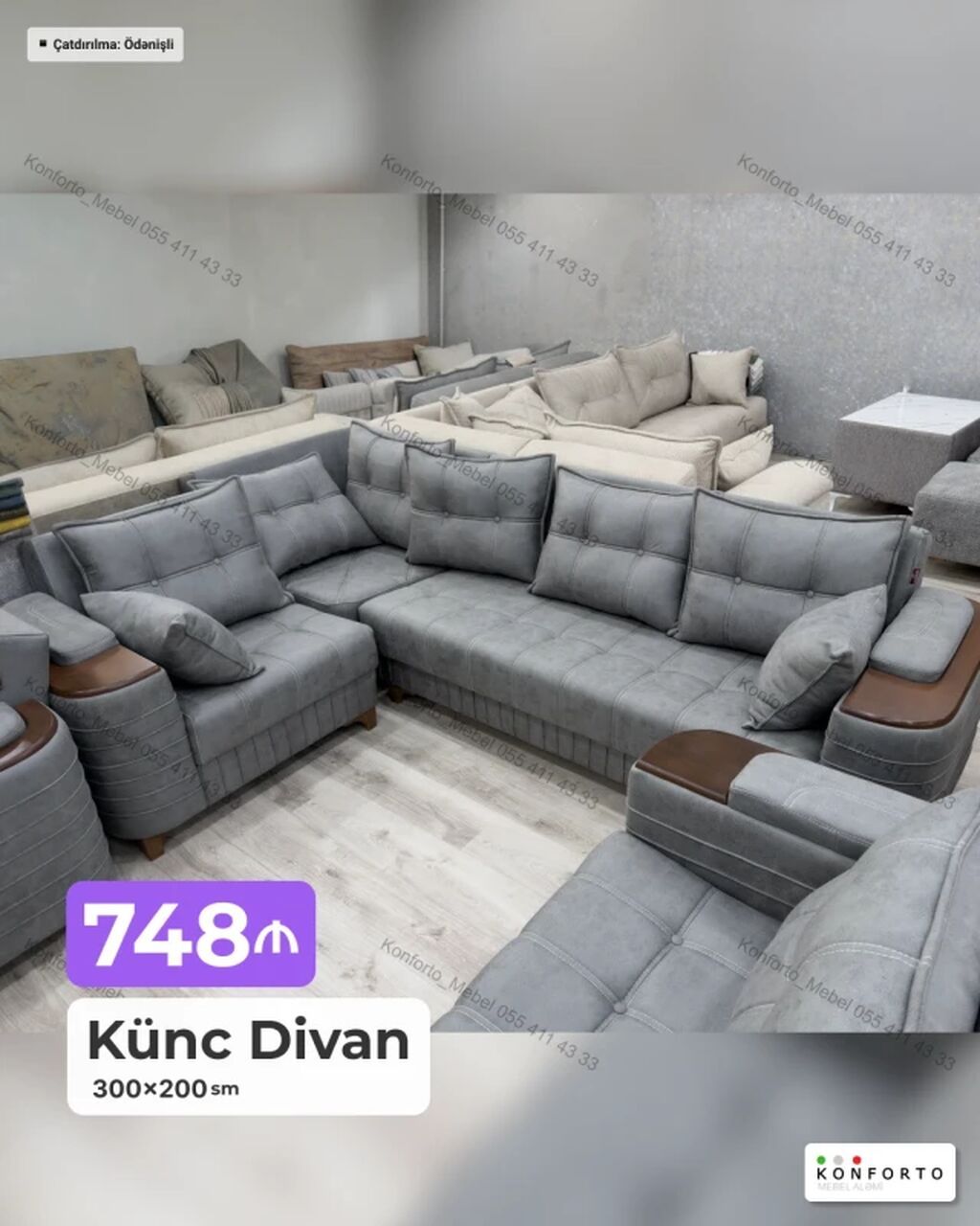 Məhsul: Künc Divanlar Variantlar və ölçülər: - 240×150 sm — 310₼ — Divanlər, Bakı (7)