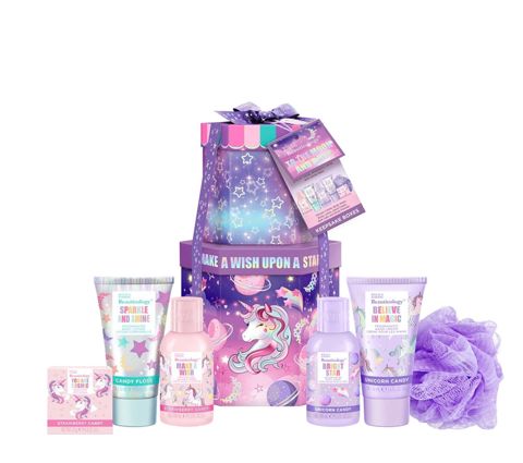 Qulluğ üçün kosmetika dəsti Baylis&Harding Beauticology Cosmic bədən geli 100 ml + duş geli 100 ml + bədən losyonu 50 ml + əl kremi 50 ml + duz 25 q + süngər - 2205309906178 — Bakı