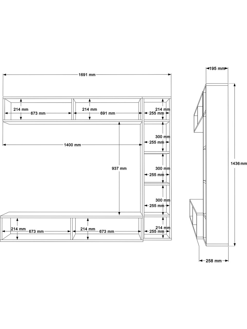 Tv stend 054-1, 144x169 sm, ağ — Mallar, Bakı (3)